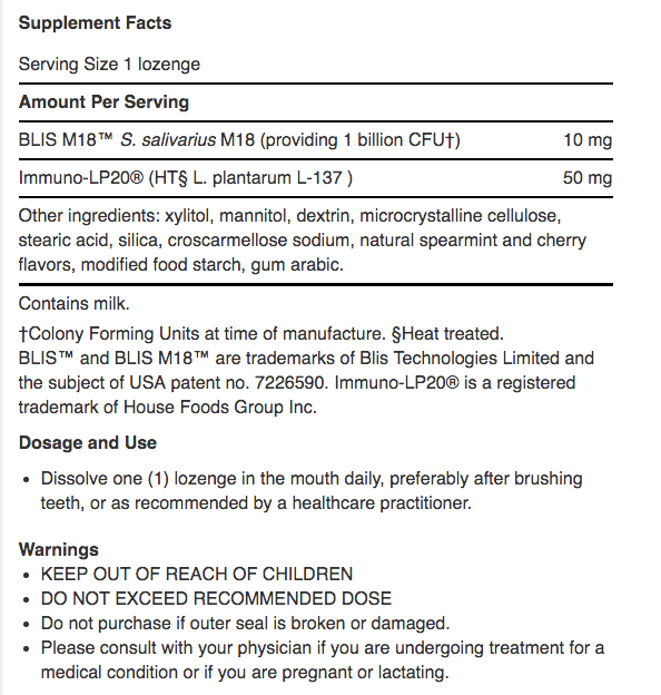 FLORASSIST Oral Hygiene Probiotic 30 lozenges 888.244.8948 by Life