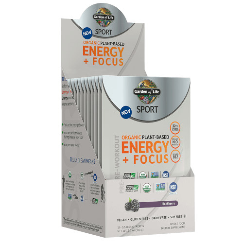 Garden of Life SPORT Organic Plant-Based Energy Focus  Blackberry Lemonade 12 Single Serv Packs